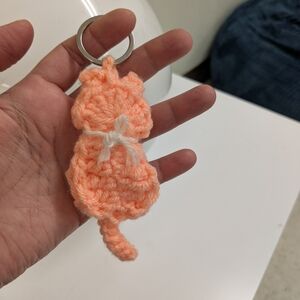Orange and White Cat Toy Keychain
